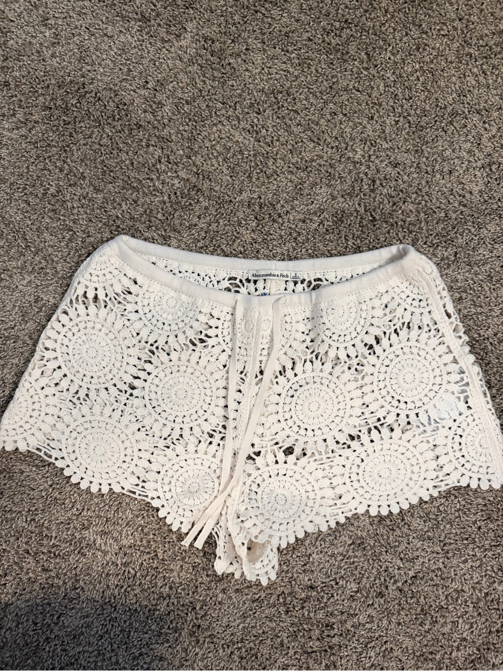 Abercrombie & Fitch White Crochet Cover-Up Shorts